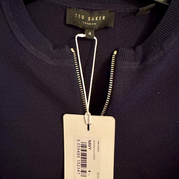 NWT Ted Baker IONAAA Mockable Slip Dress – Navy w/Geometric Skirt – Size 3 - Picture 4 of 5